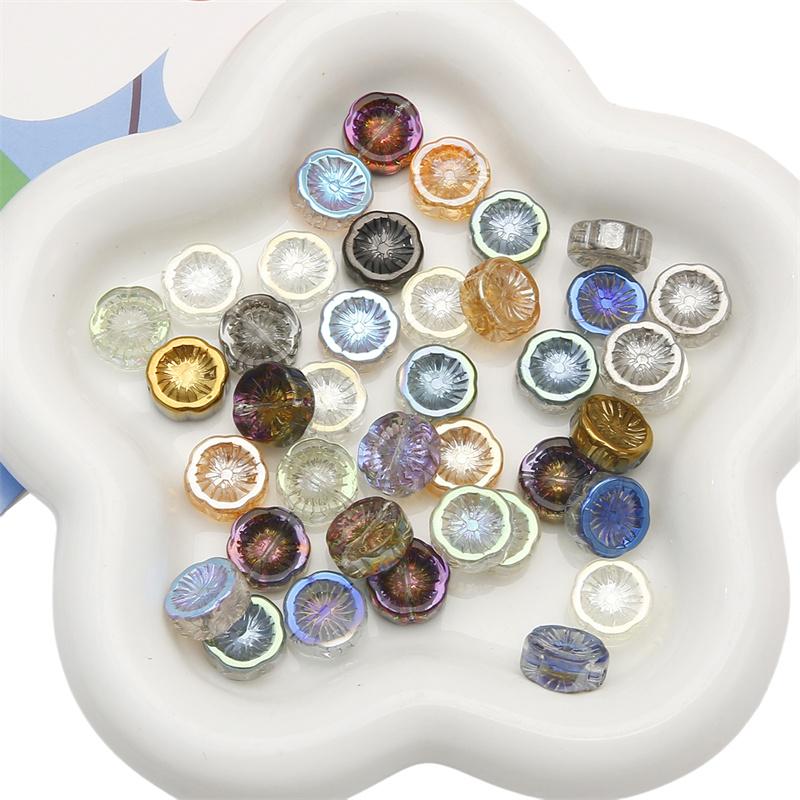 10Pcs Crystal Glass Beads Loose Spacer Hawaiian Flower Beads for Jewelry Making DIY Bracelet Necklace