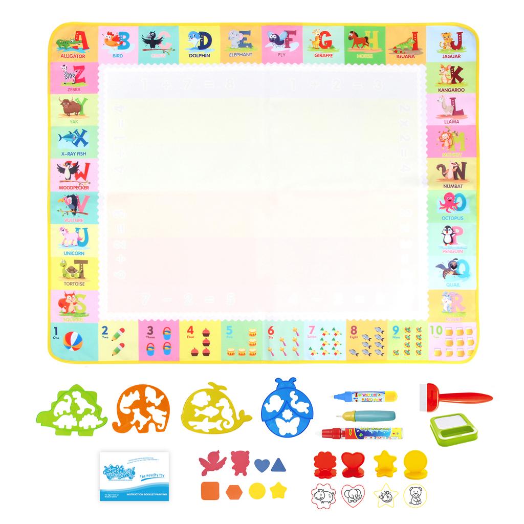 100x80CM Magic Water Drawing Mat Coloring Doodle with Reusable Magic Pens Montessori Painting Board Educational Toys Kids Gifts
