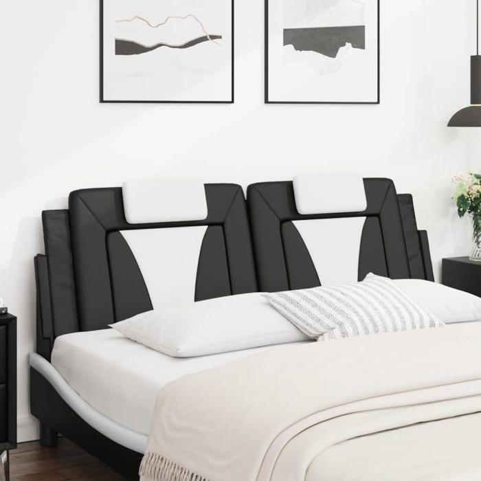 VidaXL Coussin de tête de lit noir et blanc 160 cm similicuir 374802