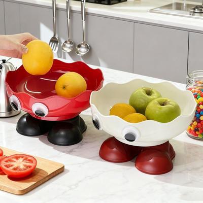 Cartoon Fruit Plate Large Capacity Wide Mouth Fruit Bowl Multi-Functional Decorative Snack Tray for Home Living Room