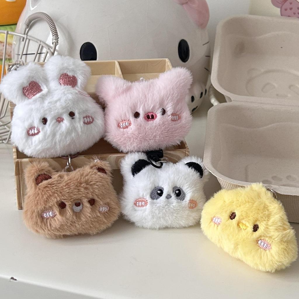 Cartoon Plush Keychain: Cute Rabbit, Panda, Pig Fluffy Pendants for Girl's Schoolbag Decoration