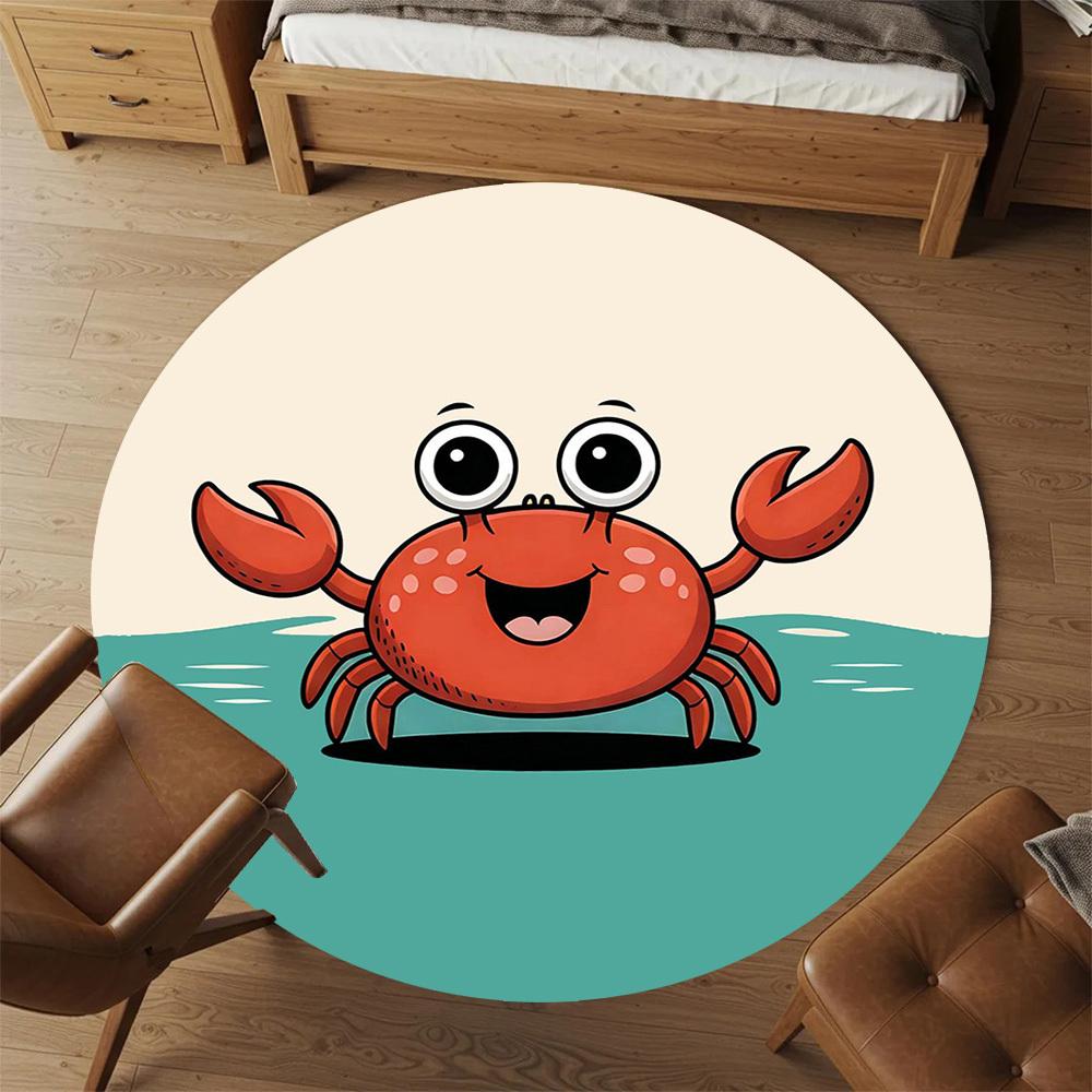 1 Stück Krebs Meer Rund Stuhlmatte Büro Teppich - Rutschfest, Fußmatte für Büro, Schlafzimmer, Ideales Wohndeko Geschenk c0112003