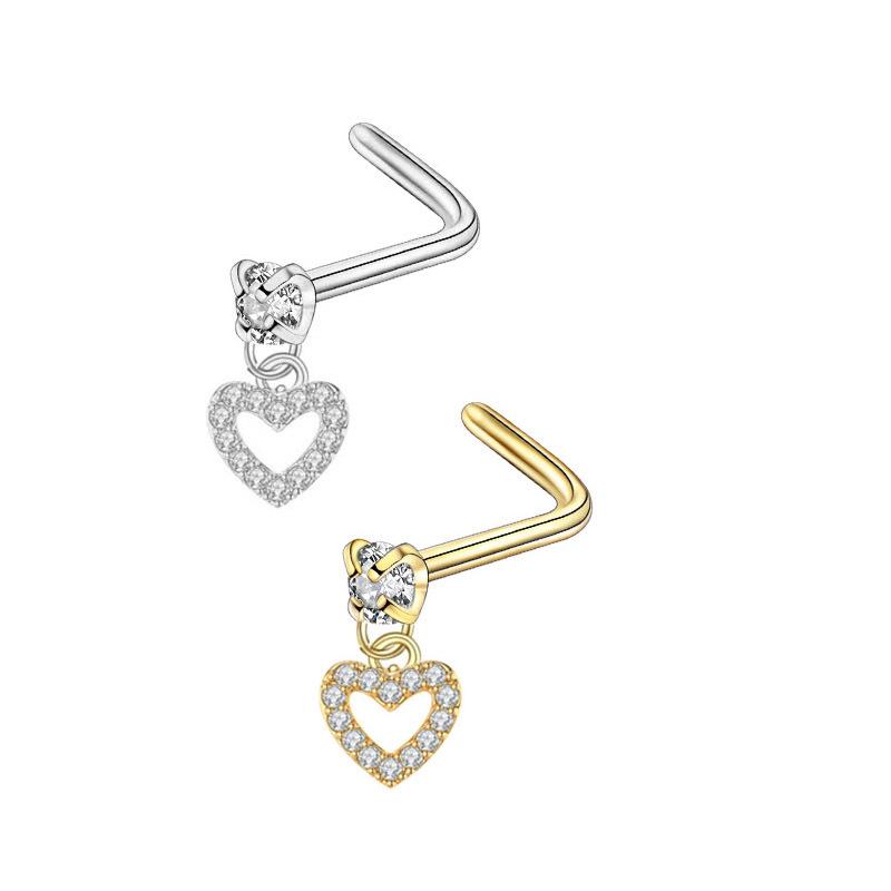 

Серьги и пирсинги для носа в европейском и американском стиле с микро-инкрустацией цирконами, с дизайнами в виде звезды, луны и креста Gold Color