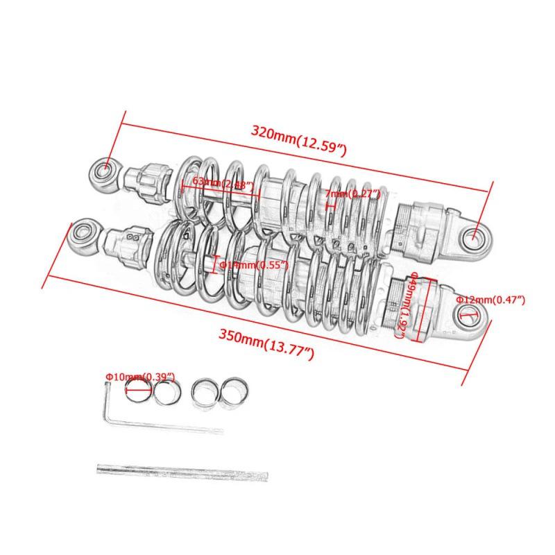 12.5'' 320mm Adjustable Damping Motorcycle Shock Absorber for Electric Vehicles, CB500, ATV