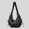 Strappy Punk Style Motorcycle Underarm Bag for Women Messenger Bag Large Capacity Soft PU Leather Female Shoulder Bag Handbag