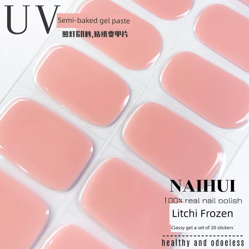 

Гелевая наклейка для ногтей второго поколения с УФ-темпераментом, однотонная, полузапеченная, полузатвердевшая, фототерапевтическая паста, аппликация для ногтей, водостойкая Litchi Frozen [20 Finger Needs Light]]