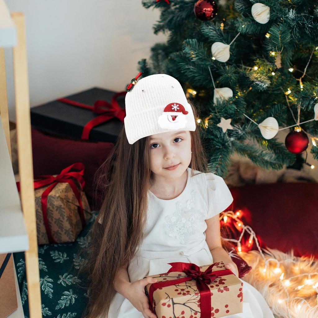 Winter Hats For Women Knitted Snow Beanie Warm Hat With Santa Claus And Bow Bell For Christmas Party Holiday Winter Snow Hiking