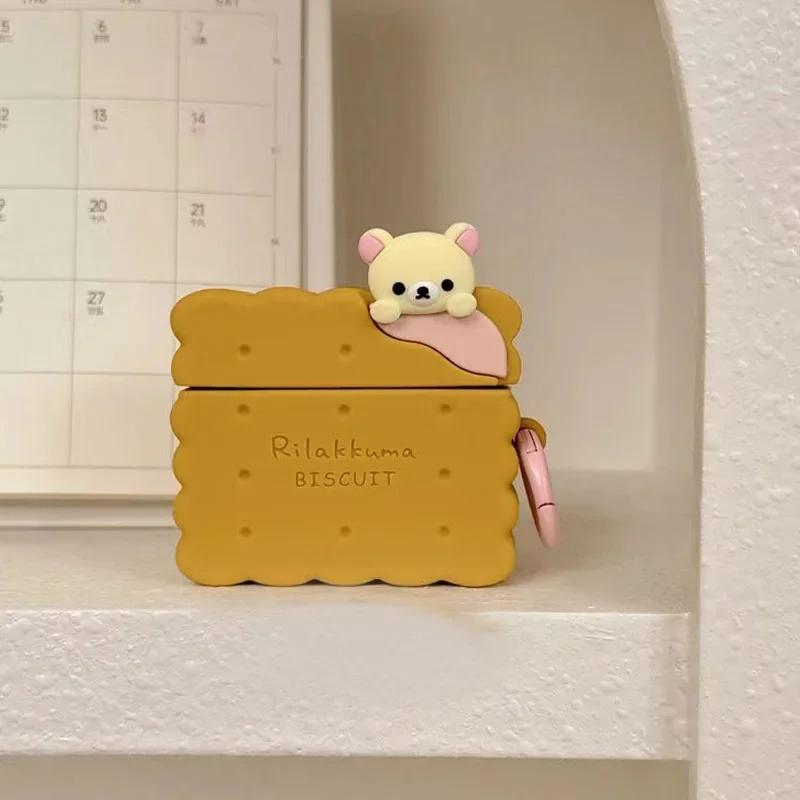 Cute Little Bear Biscuit Earphone Cover for Apple AirPods 1/2 Pro Pro2 3 4 Creative Cute Silicone Protective Cover
