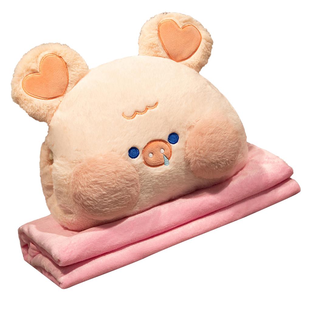 Stofftiere Reise-Decken-Kissen-Set Weiches Plüsch-Kuschelkissen Niedliches Plüschtier mit Handwärmer