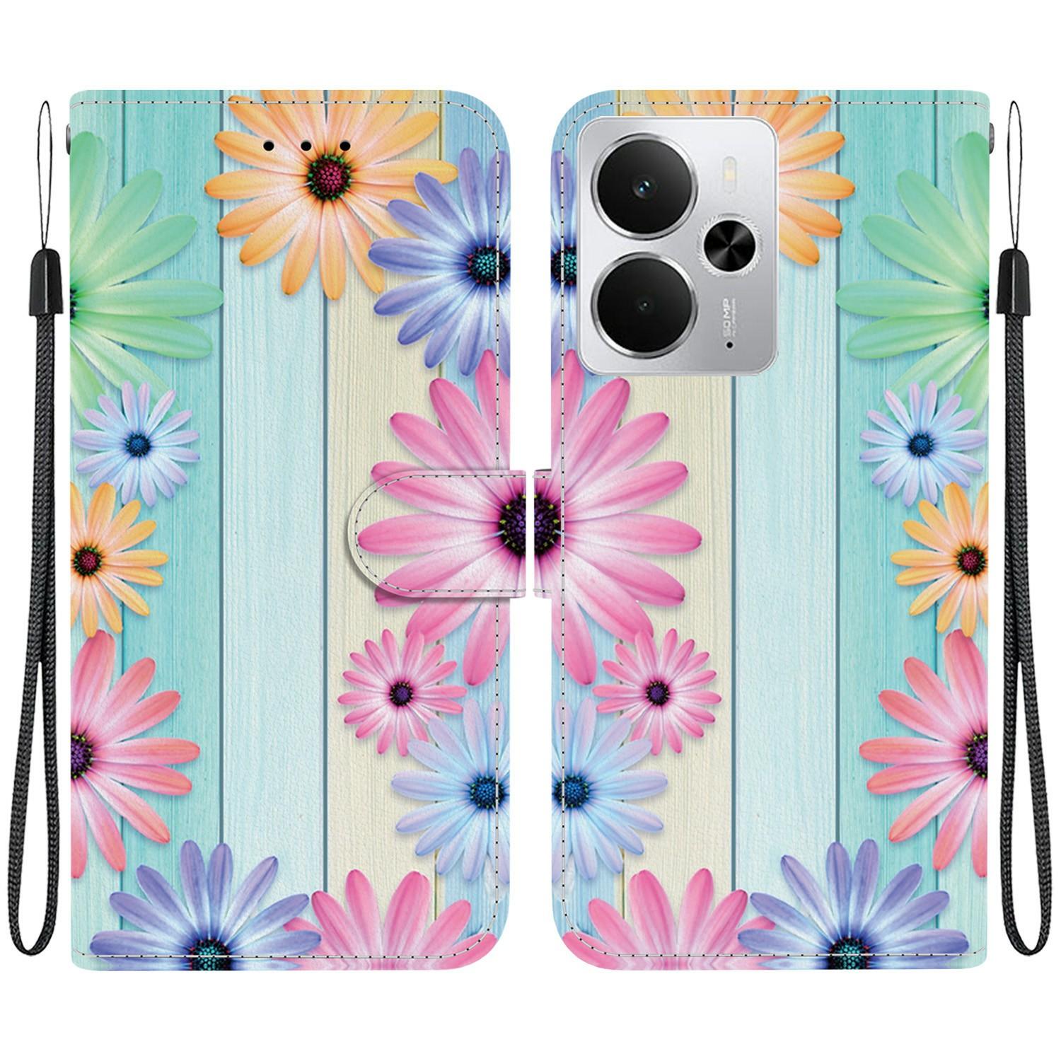 

Для Realme 14 5G Чохол з друком візерунка Протиударний Шкіряний Чохол-книжка для телефону з ремінцем Sunflower