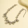 European-American Punk Choker: Oversized Bead, Imitation Pearl Necklace for Women.