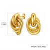Chunky 18K Gold Plated Twist Knot Stud Earrings for Women, Geometric Textured Stainless Steel Waterproof Vintage Jewelry