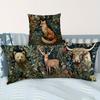 Short Plush Material Pillowcasewild Animal Themed Cushion Covers: Bear, Fox, Deer & Highland Cow Designs Sofa Cushion Cover Home