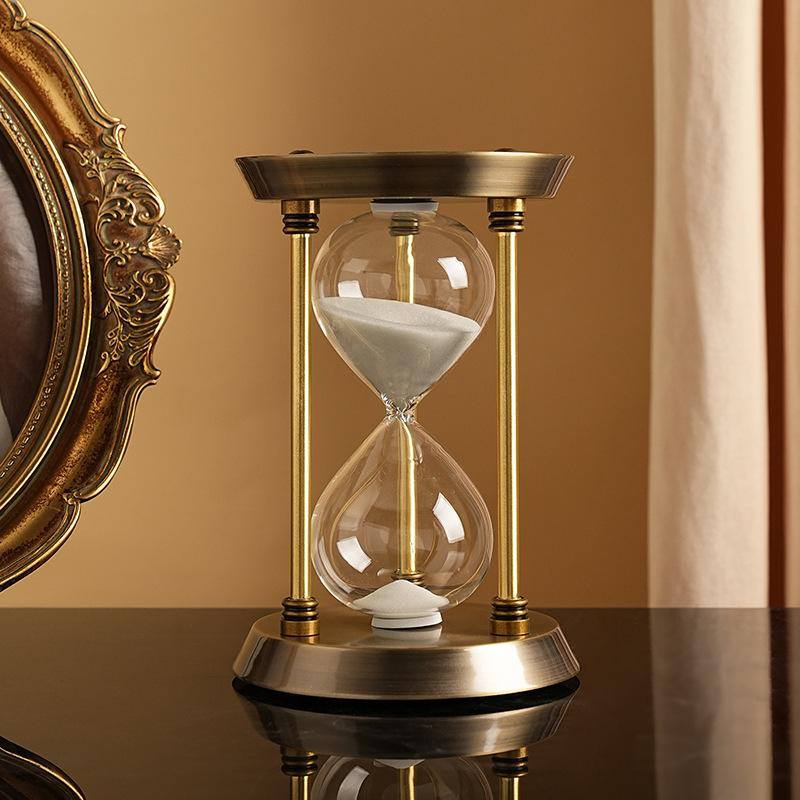 Nordic Creative Metal Hourglass 1/3/5/10/15 Minute Timer Home Bookshelf TV Cabinet Ornaments Living Room Office Retro Decor Gift