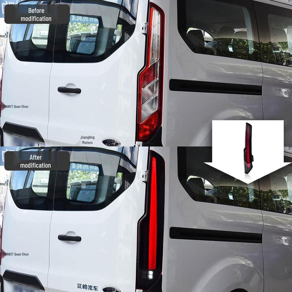 Compatible LED Taillight Assembly for 2016-2022 Ford Transit/Tourneo with Sequential Turn Signals and Daytime Running Lights.