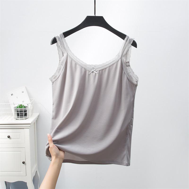 

Женский летний жилет без рукавов из ледяного шелка с кружевной отделкой One Size