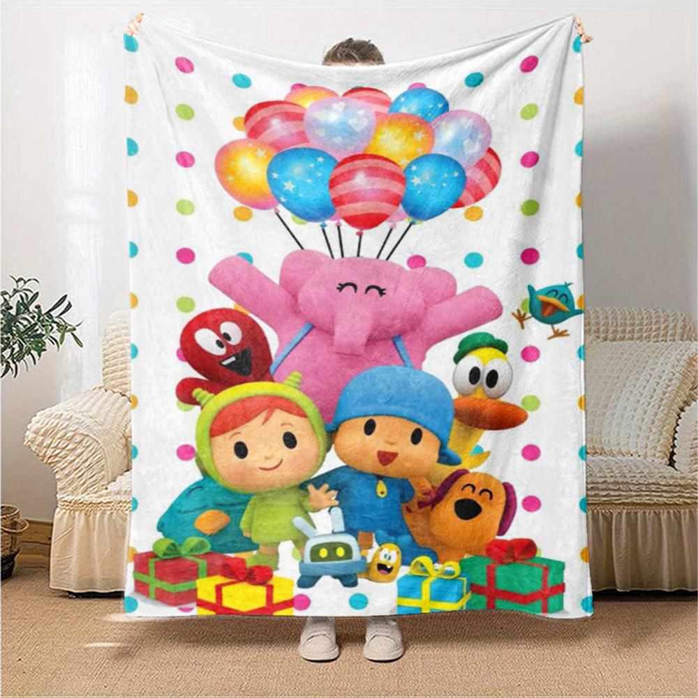 Pocoyo Theme Printed Blanket - Perfect for Couch, Bed, Travel & Outdoor Use | Machine Washable, Cozy & Durable.