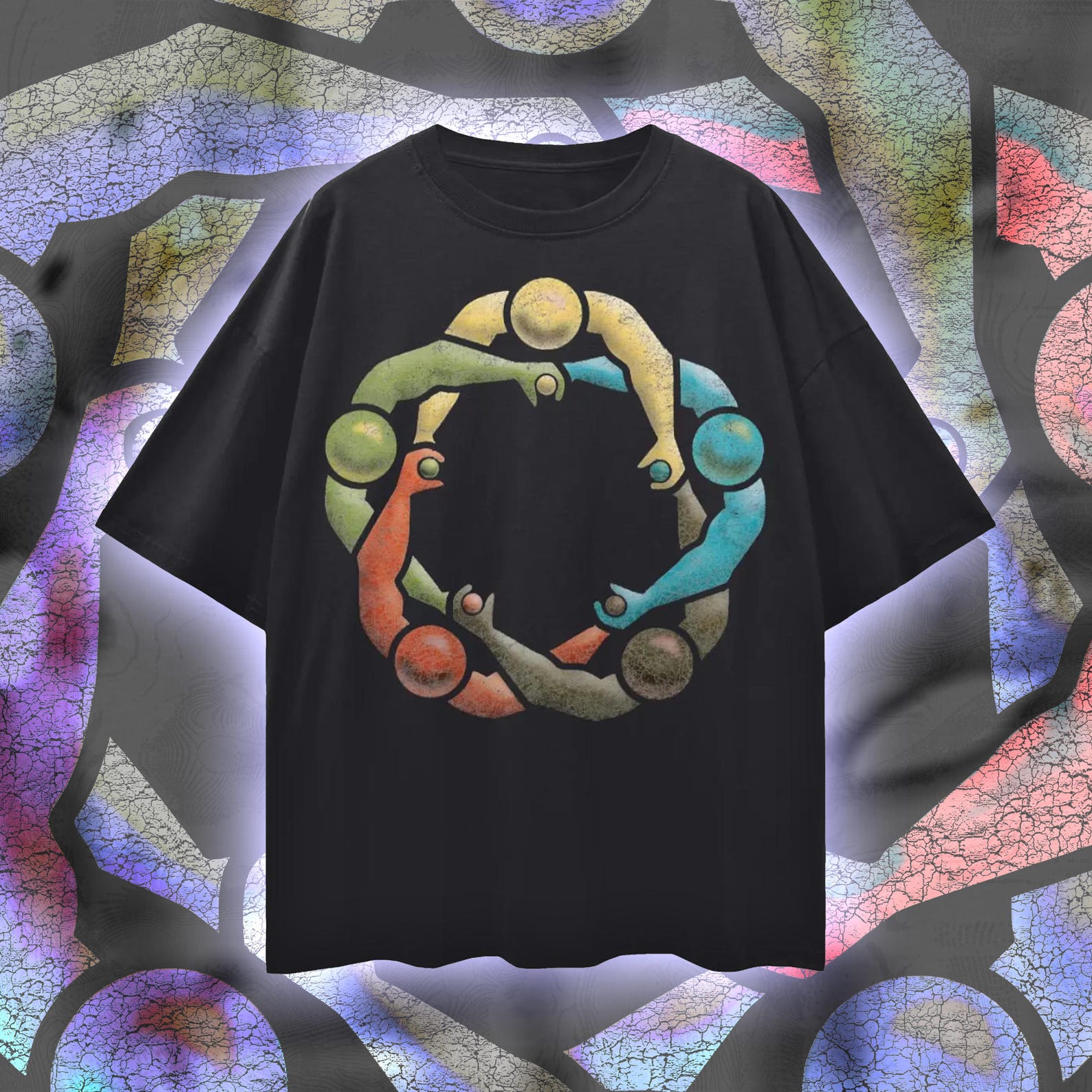 World Peace Graphic Tee: Oversized Drop Shoulder Cotton Unisex T-Shirt S