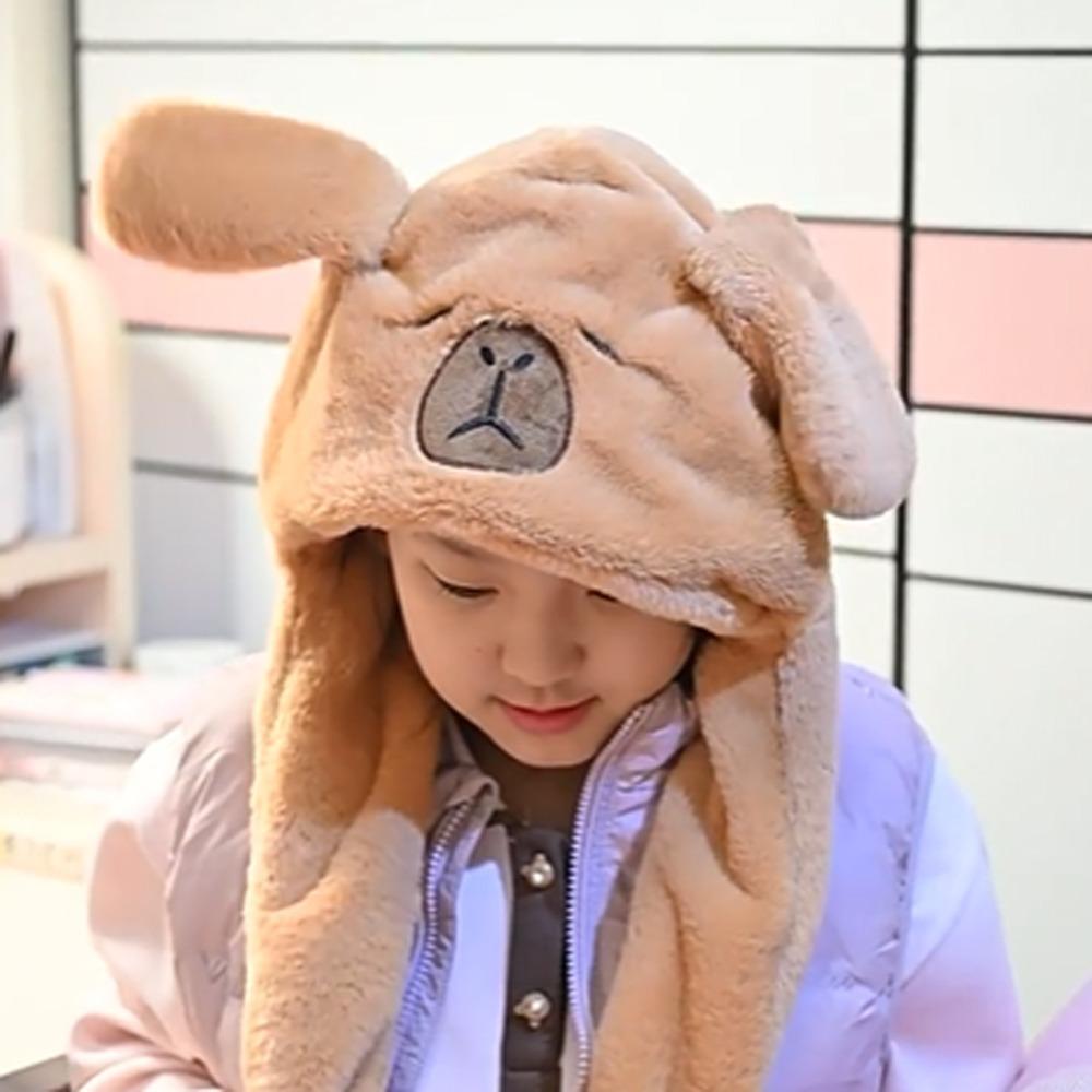 Animal Ear Ear Moving Hat Capybara Plush Hat Toys Kawaii Jumping Up Cap  Birthday Gifts