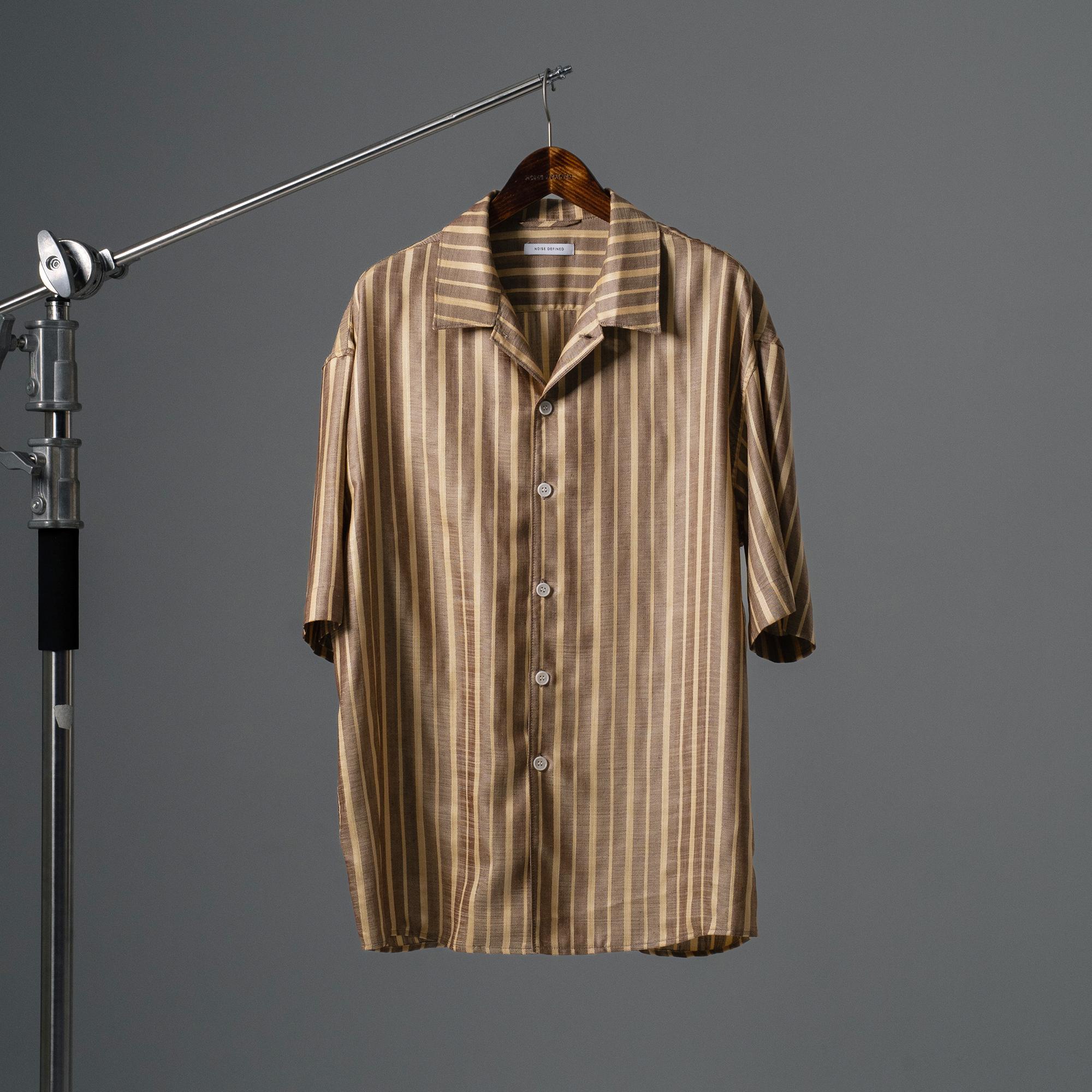Noise Defined Oversized Striped Short Sleeve Shirt Yellow/1