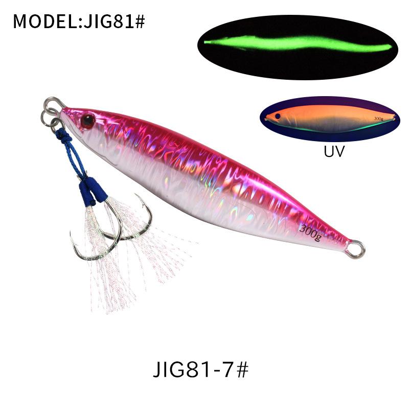 Lead Fish Jig Lure 160g-400g Boat & Sea Fishing Artificial Hard Bait 3D Printed Slow Shaking Without Hooks for Saltwater Fish