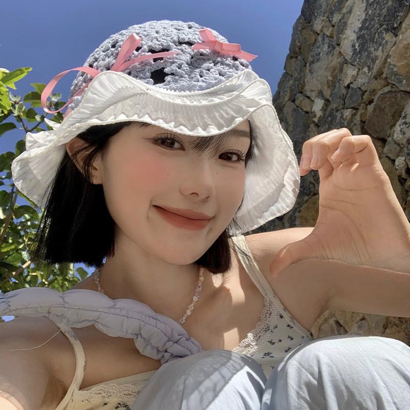 Wide Summer Outdoor Brim Sun Hat For Women Adjustable Stylish Bow Design