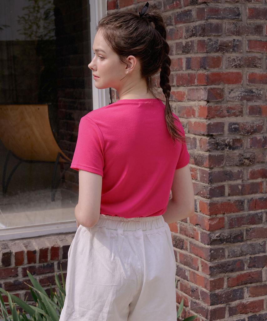 BIBYSEOB Basic Tight T-Shirt Pink [T42]