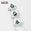 WES   CopperKite Cut Natural Moss Agate Gold Ring Sets For Woman Wedding Bridal Set Valentine Gift Jewelry
