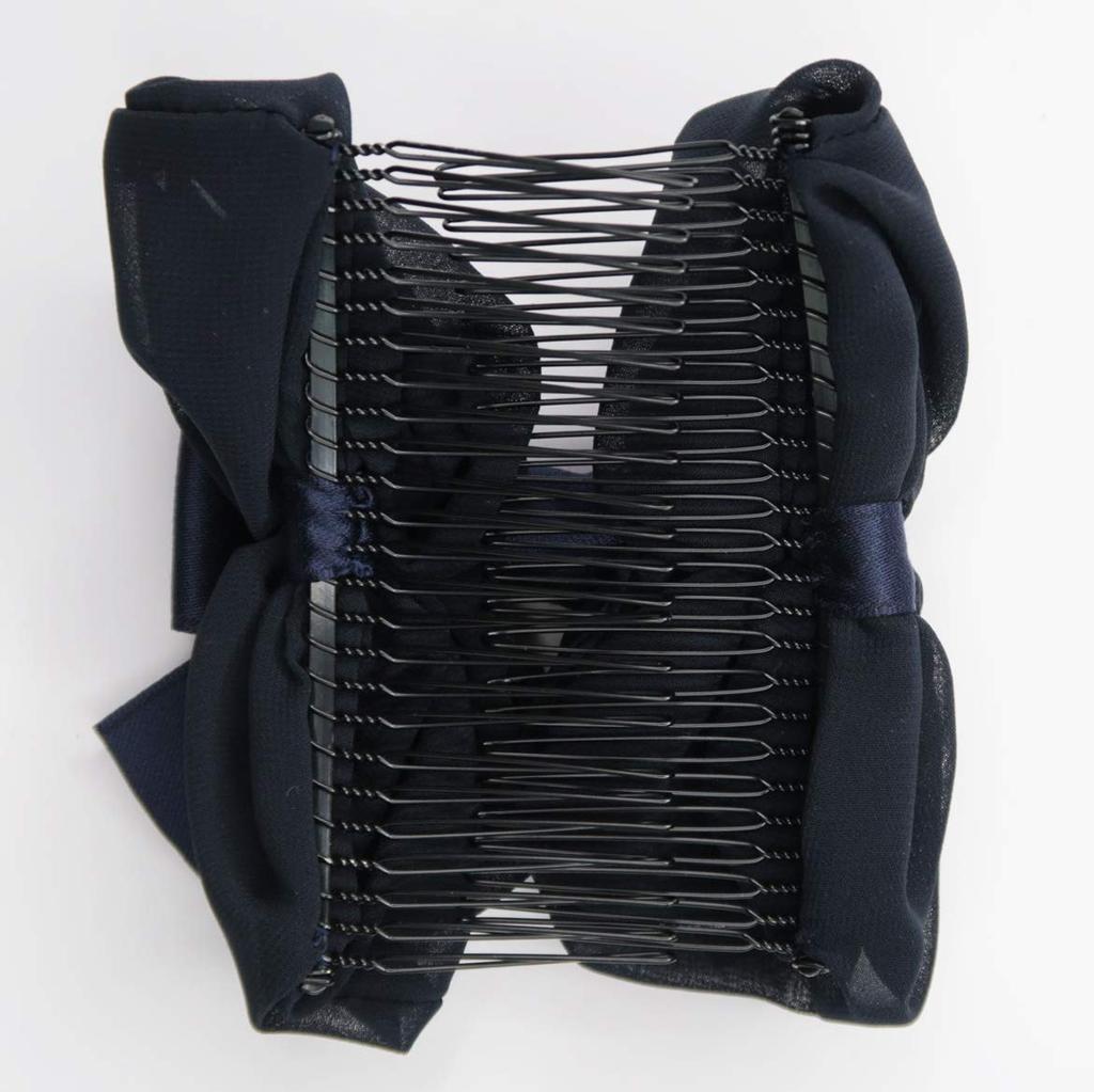 Bijinkami Twin Comb Tie Large In Perfect for Creating Voluminous Black Ribbon, Large, (Made Japan) - Hair,