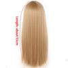 Long Straight Gold Wig With Bangs Synthetic Hair Wigs Bang With Wig For Women Gold Heat Resistant Wigs