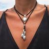 New Fashion Women Vintage Korean Velvet Double-layer Metal Pendants Necklace Women Boho Blue Stone Korean Velvet Choker Necklace