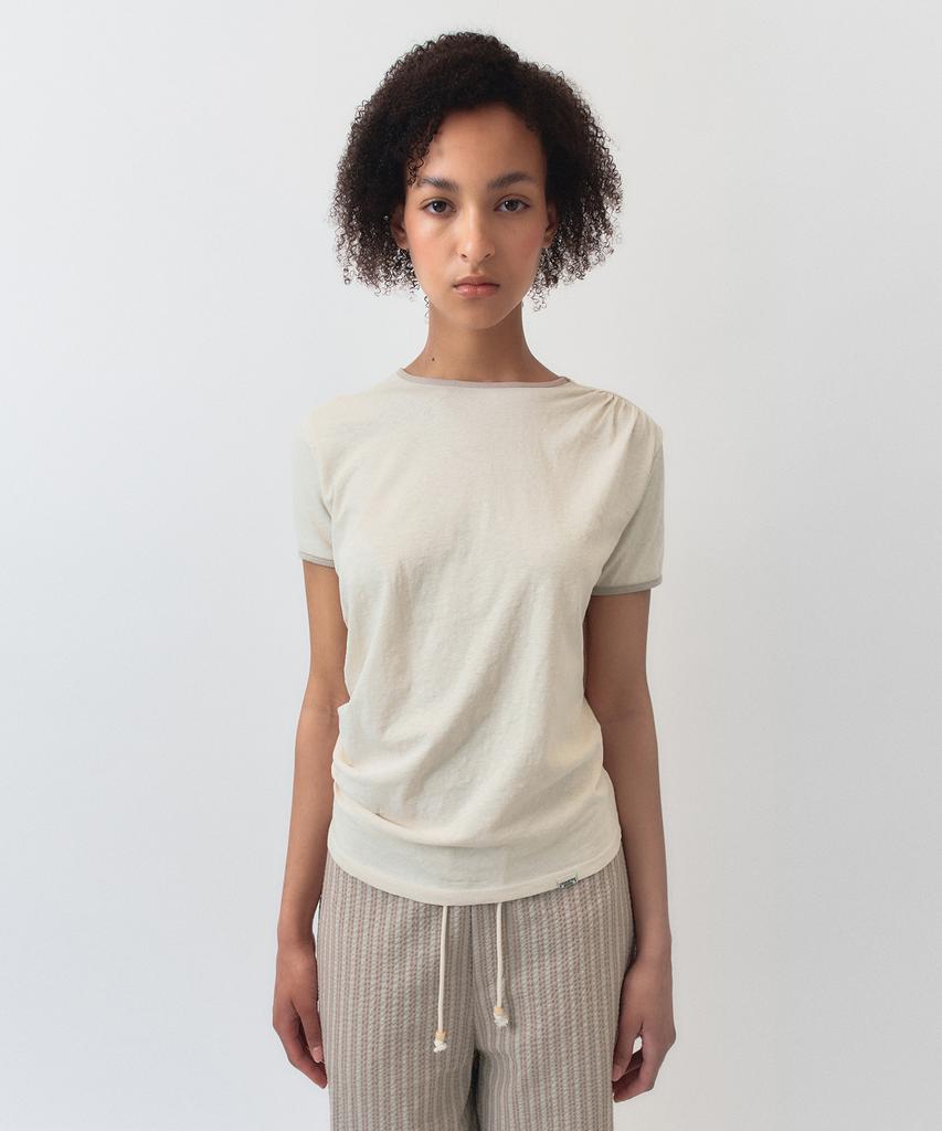 Simeteuligpeosenteu Shirring Ringer Top / Beige