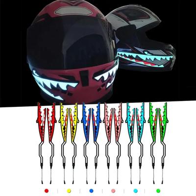 2 em 1 2Pcs Shark Style Motorcycle Helmet Light Strip LED Night Signal Light Stripe Glowing Night Luminous Modified Sticker Tool
