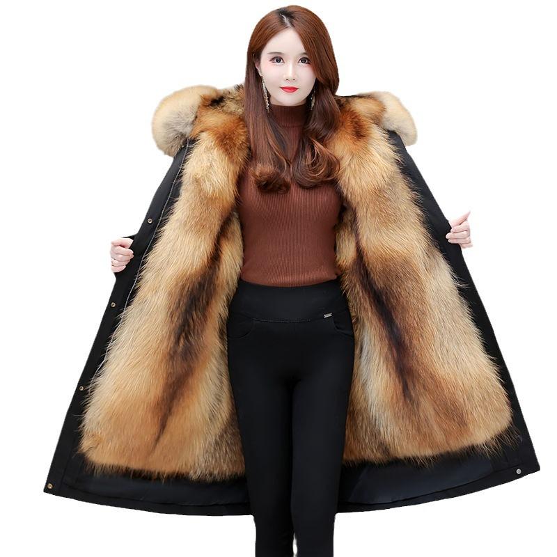 2024 Women's Eco-Friendly Leather Jacket with Detachable Fox Fur Lining