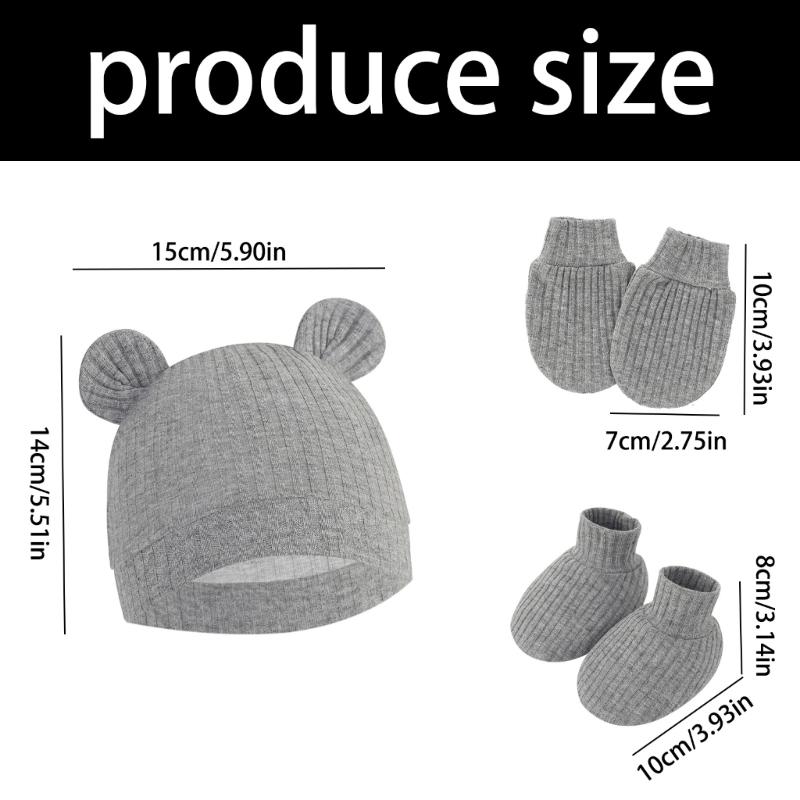 No Scratch Mittens Socks Nursery Hat Baby Mittens Cotton Gloves Hat Footwear Breathable Gloves for Boys Girls