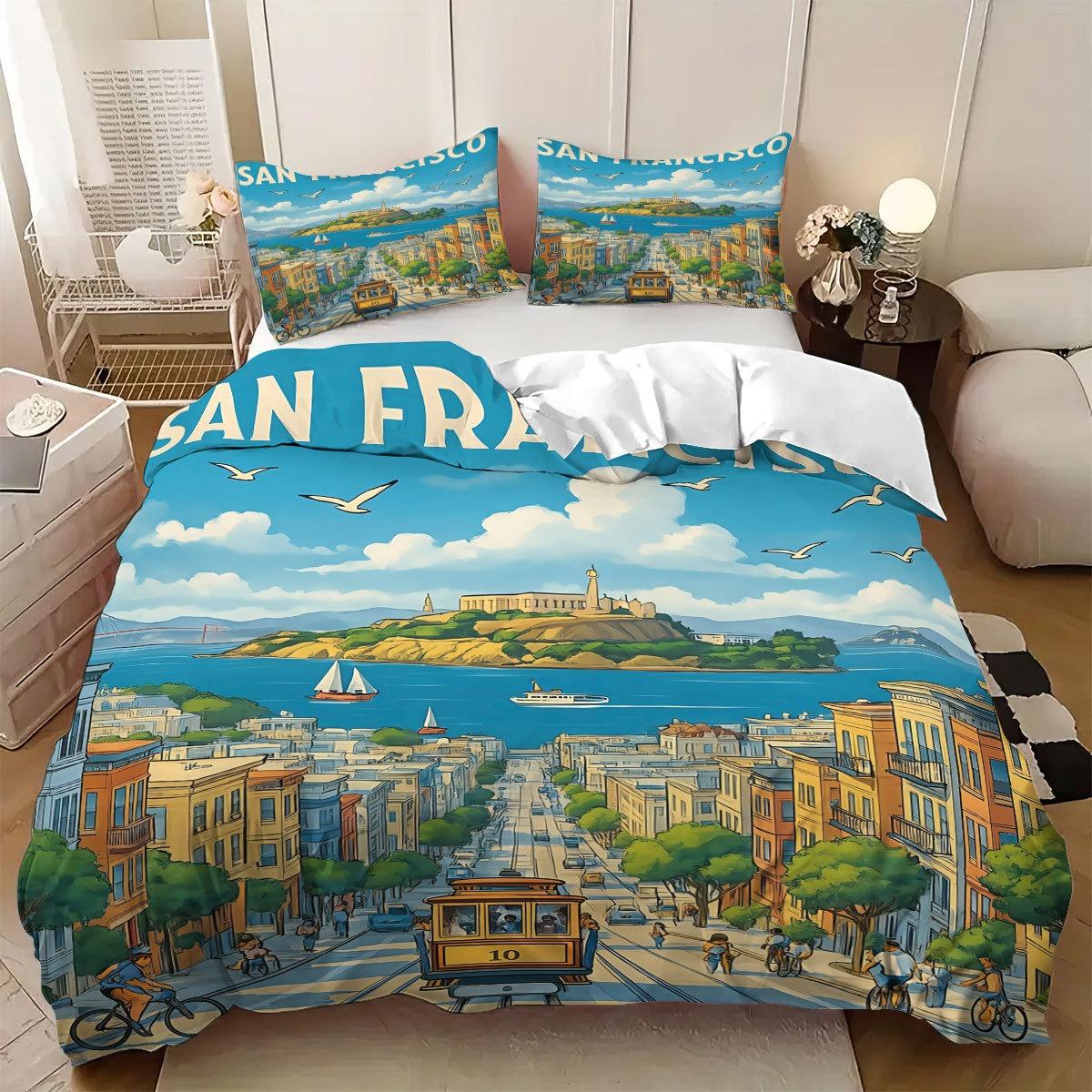 

Постельное белье 3D Аниме Современный Пейзажный Принт Пододеяльник Наволочка 135x200 Мягкая Микрофибра Украшение Спальни Наволочка 135x200cm