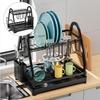 YONGDING Drainer 2 Tier Drainer Dish Rack for Sink Automatic Cutting Flat Can Dry Large Kitcha Space Easy To Set of Rack, Basket, Utensils, Drainage,