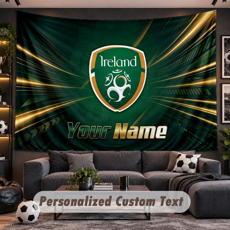Wall Hanging Tapestry Custom NameIreland Rugby Pattern Personalized Printed Fabric Wall Decor