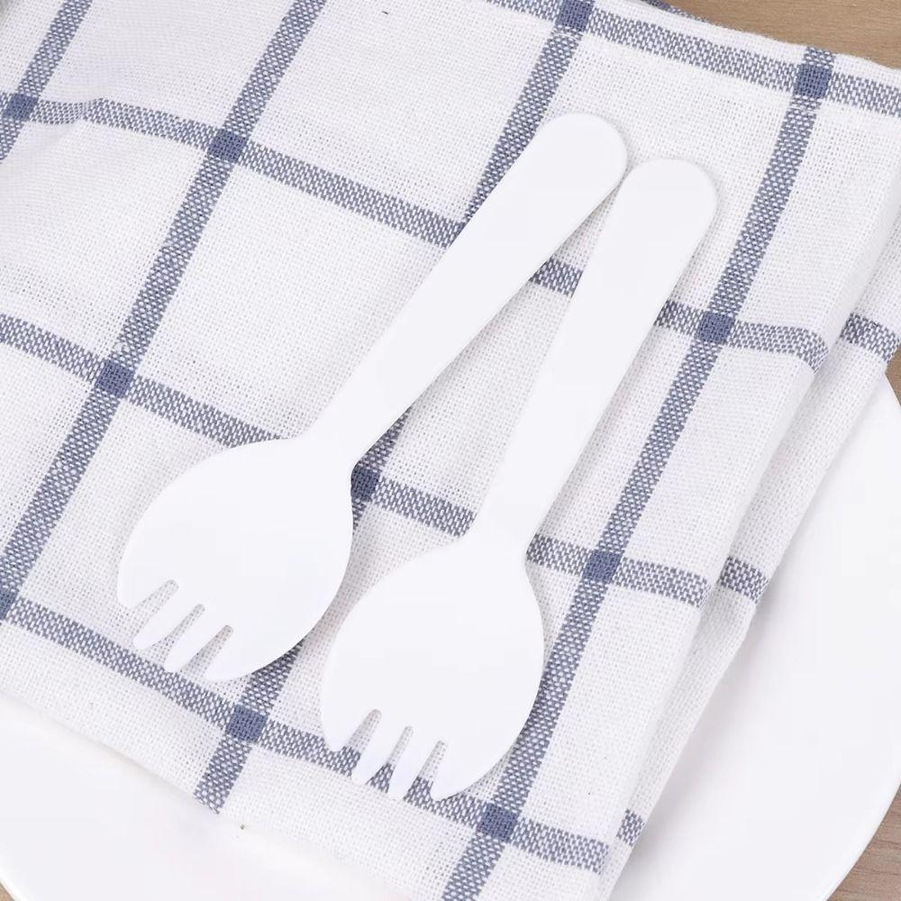 100Pcs Eco-Friendly Disposable Spoon Fork Individually Packaged Mini Fork Set  Commercial