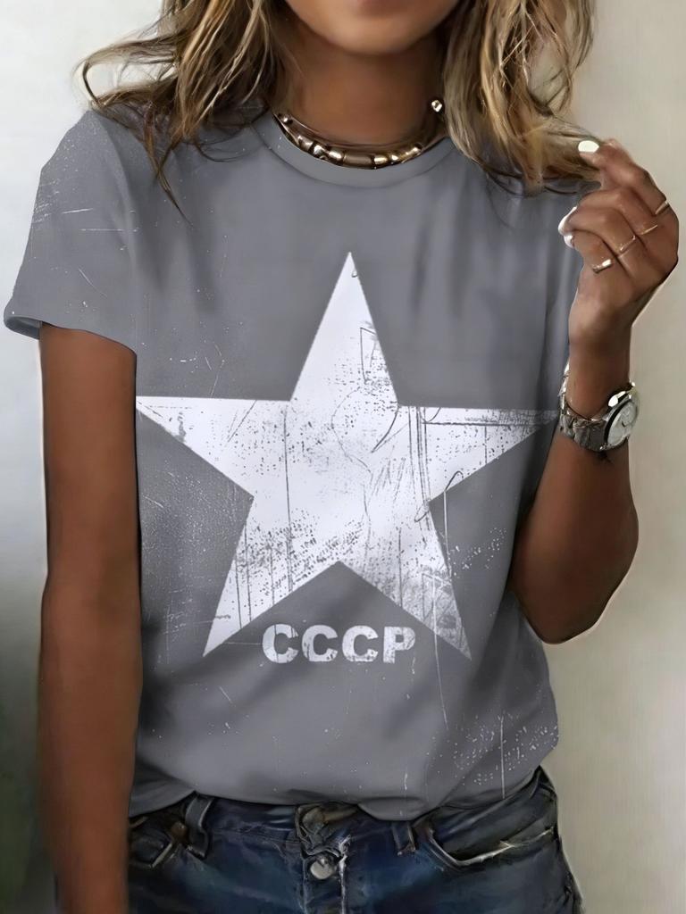 Russian T-Shirts CCCP Floral 3D Print Women's Short Sleeve Round Neck T Shirt Oversized Harajuku Tees Y2k Tops Female Clothing