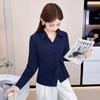 Autumn 2025 Fashion Bow Long-Sleeved Waist-Cinched Irregular Blouse
