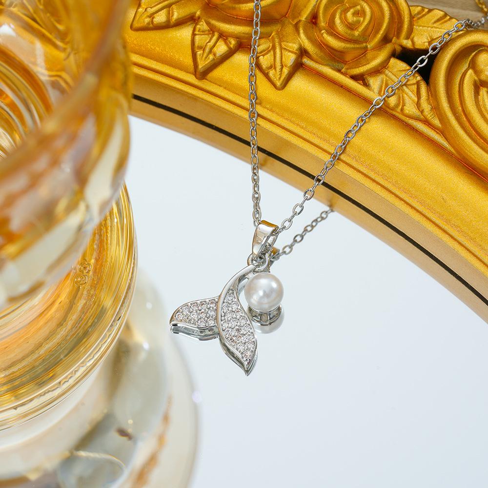 

Новое ожерелье с микро-инкрустацией жемчугом «Слезы русалки», кулон, простая легкая роскошная цепочка на ключицу для женщин