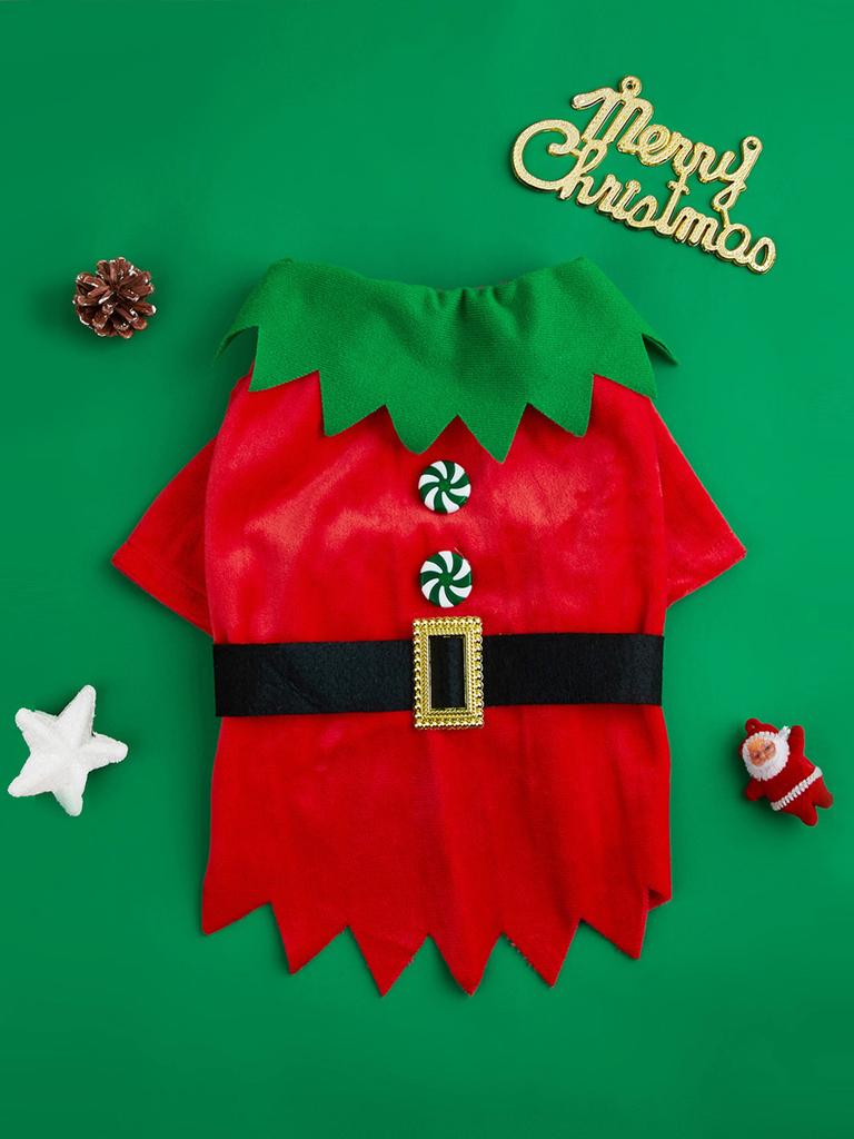 Dog Spirit COS Clothes for Small Dogs  T-Shirt Costume Puppy Pajama with Belt Candy shaped Buttons Doggie Pet Warm Clothes Soft