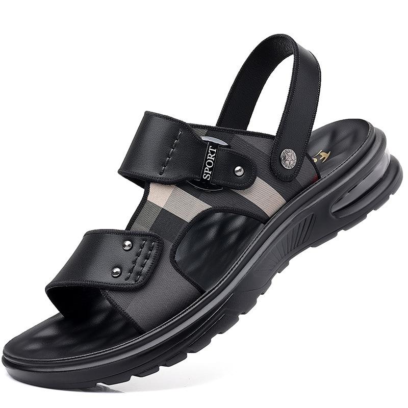 Brand Men's Sandals High-quality Cowhide Leather Sandals Outdoor Casual Sport Sandals for Men Non-slip Beach Shoes 2024Sandalias