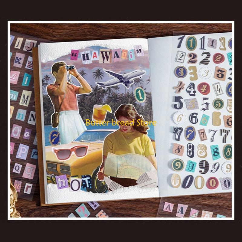 W89C Letter and Number Sticker Decorative Journaling Sticker For Notebook Journaling CN