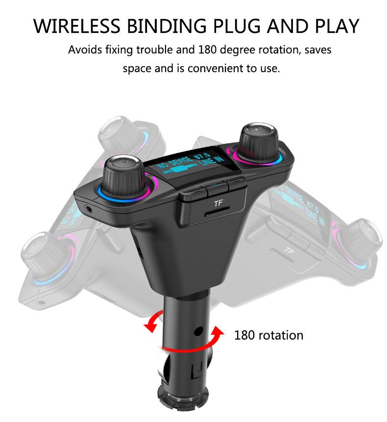 BT06 Car MP3 Bluetooth FM Transmitter with Hands-free Calling & 2.1A Fast Charging.
