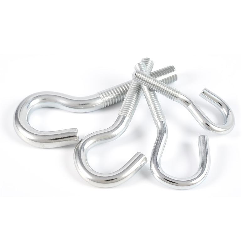 Threaded Steel Screw Hook - Zinc Plated, Question Mark Shaped Open Hook