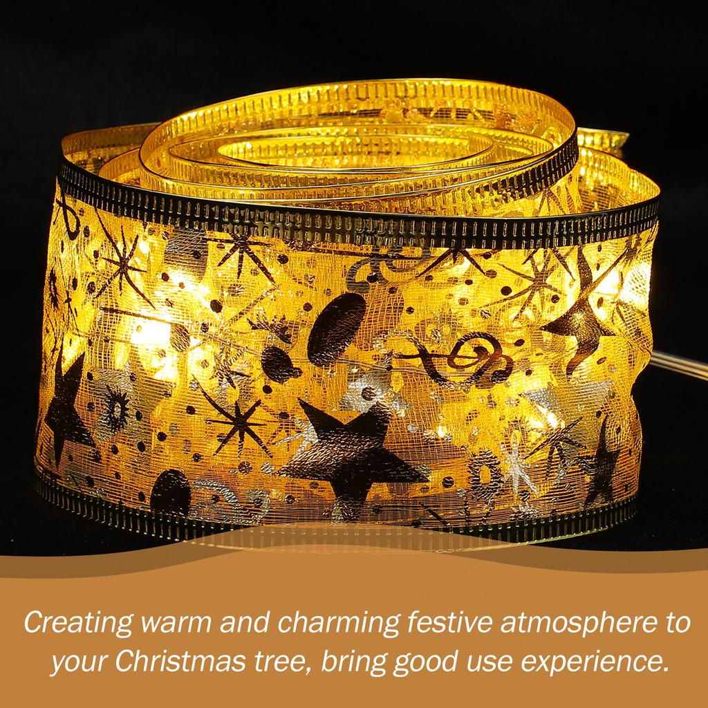 1Pcs Christmas Tree Glowing Ribbon Creative Chic Luminous Ribbon Decorative Light Strip Warm Festive Atmosphere Xmas Party