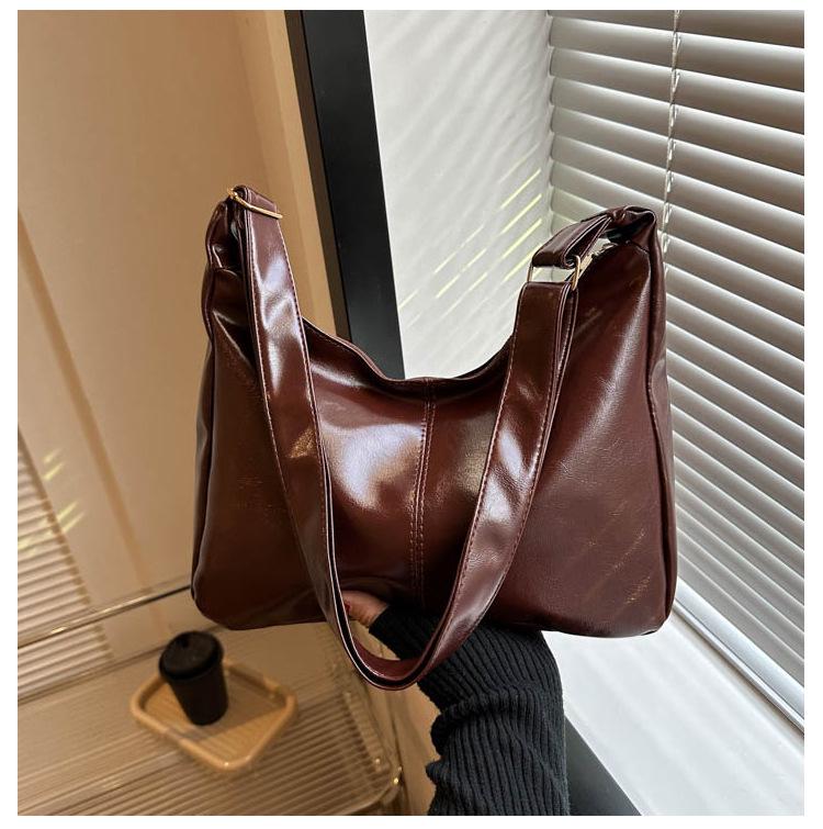 

Женская большая минималистичная сумка-тоут под мышкой - Универсальная, модная сумка для通勤 темно-коричневого