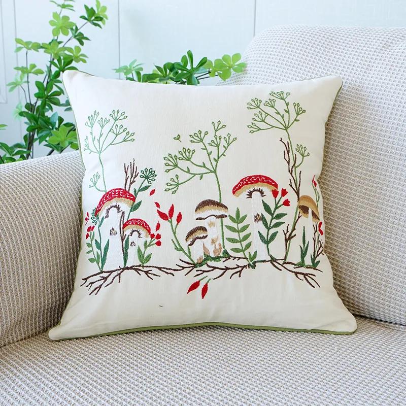 45X45Cm Green Fresh Tulip Throw Pillow Cover Flower Embroideredstamping Waist Cushion Cover Decor Home Decorative Pillowcase